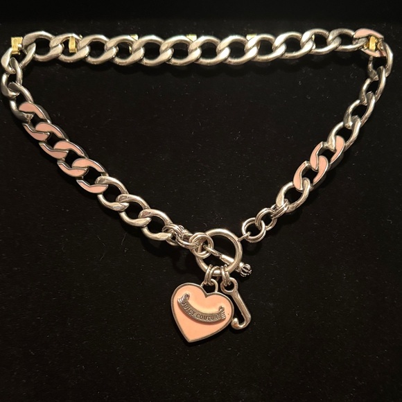 Juicy Couture Silver and Pink Heart & J Charm Toggle Necklace - Picture 5 of 9